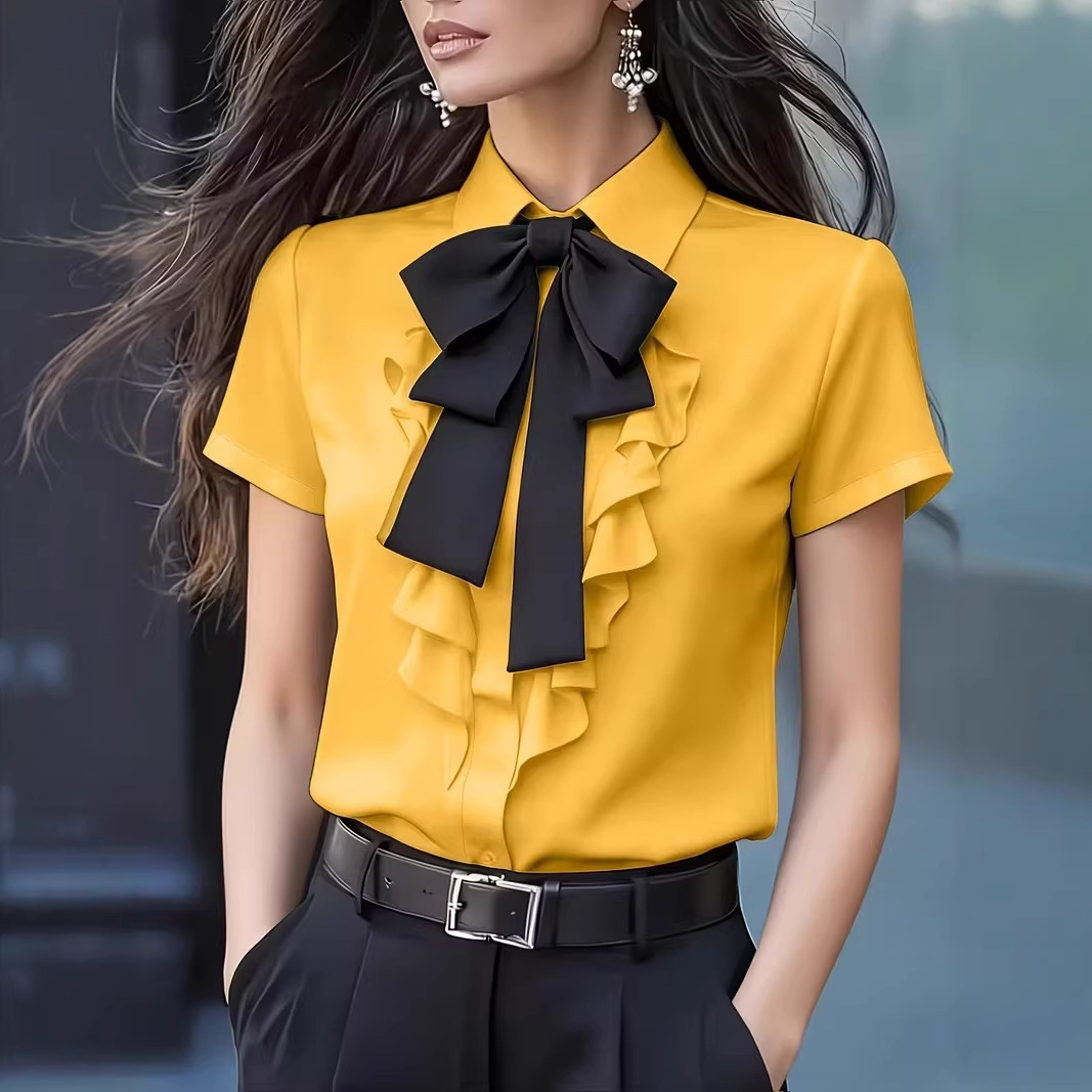 Women Short Sleeve Shirt with  - огляд і ціна Shirt Camp Collar