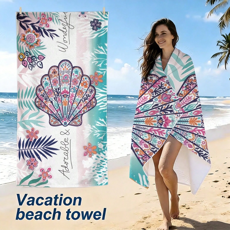 Boho Floral Conch Palm Leaf Pr - огляд і ціна Beach Towel Large