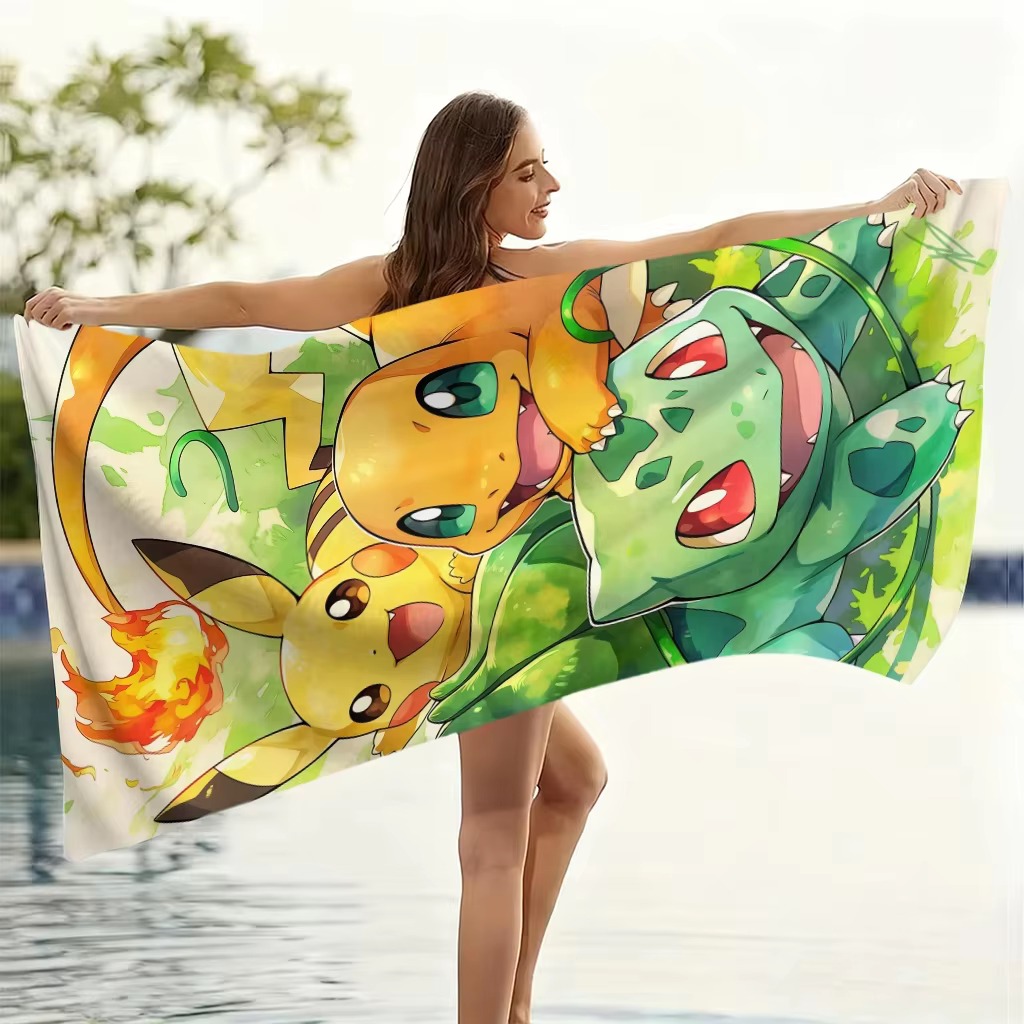 P-Pokemon Starters Anime Beach - огляд і ціна Beach Towel Large
