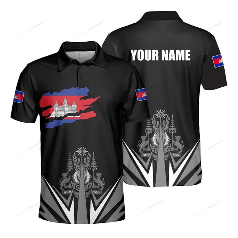 Custom Name Cambodia Flag Grap - огляд і ціна Shirt Camp Collar
