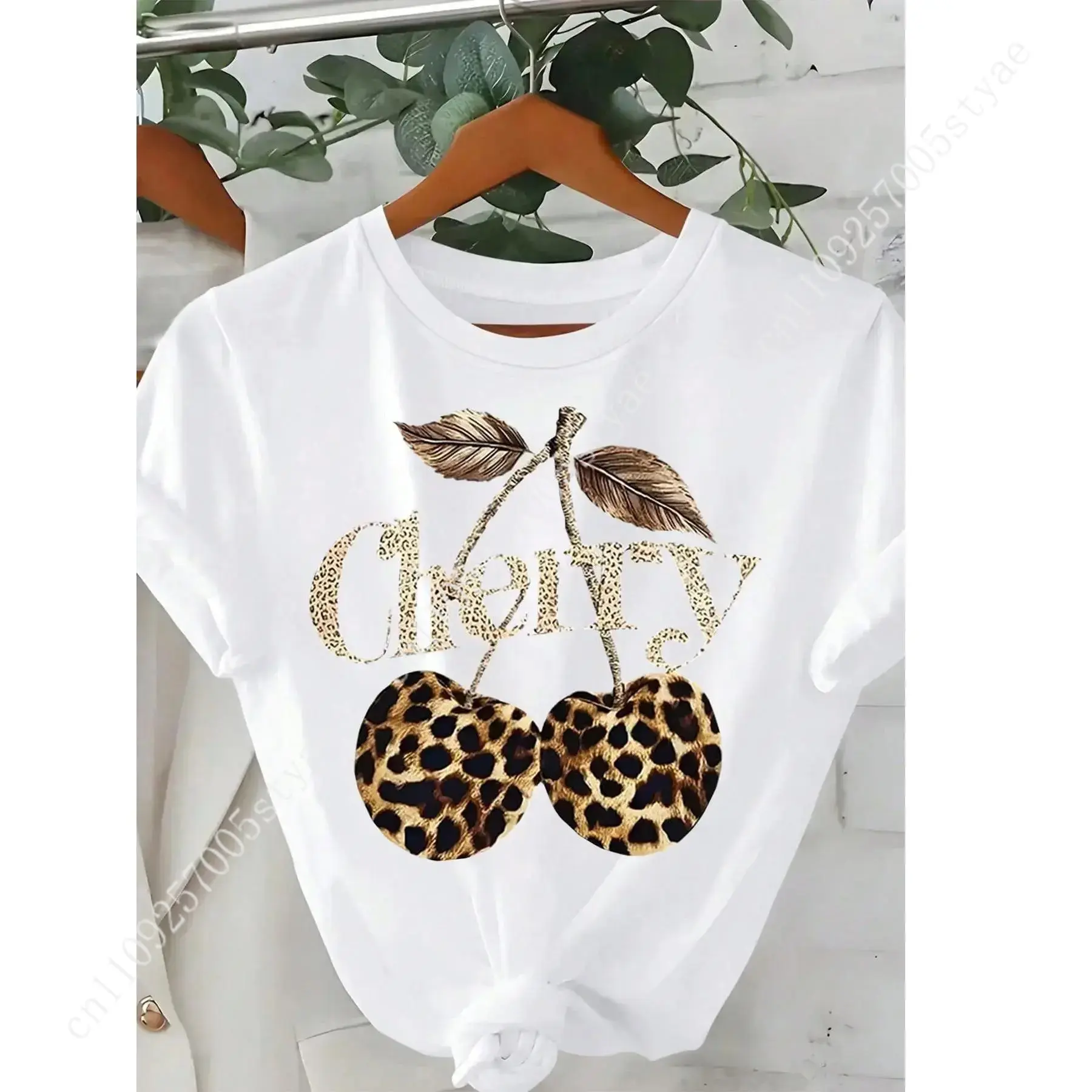 Women's Cherry & Leopard Print - огляд і ціна Tee Graphic Print