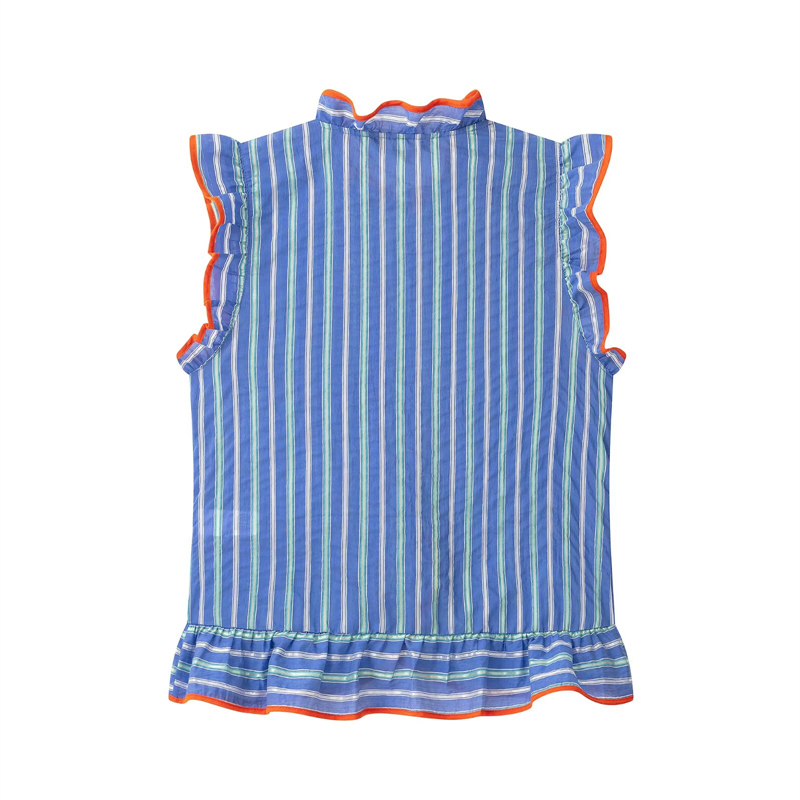 Women's blue vertical striped  - огляд і ціна Shirt Camp Collar