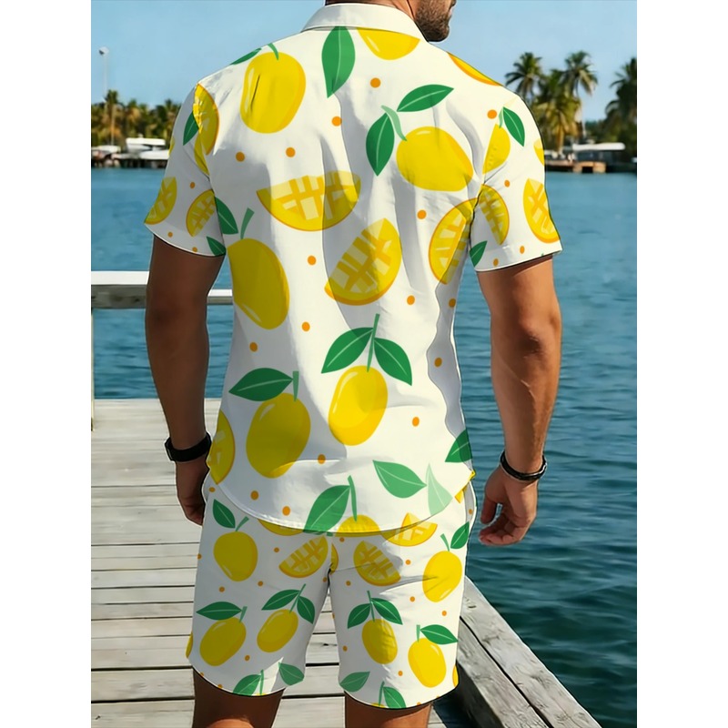 Men Linen Print Short Sleeve S - огляд і ціна Short Linen Drawstring