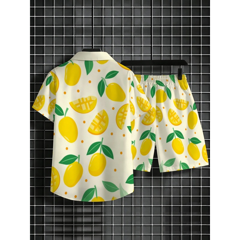 Men Linen Print Short Sleeve S - огляд і ціна Short Linen Drawstring
