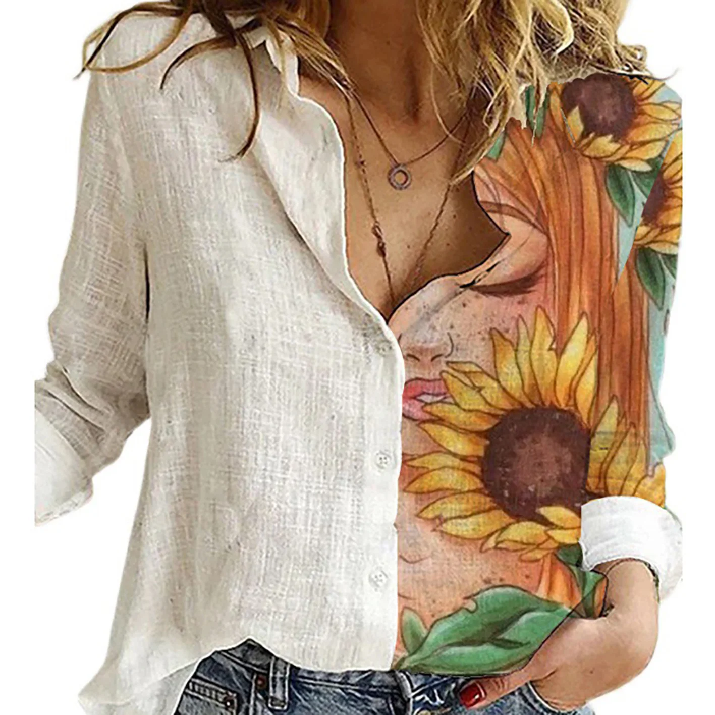 Women Spring And Autumn Long S - огляд і ціна Shirt Camp Collar